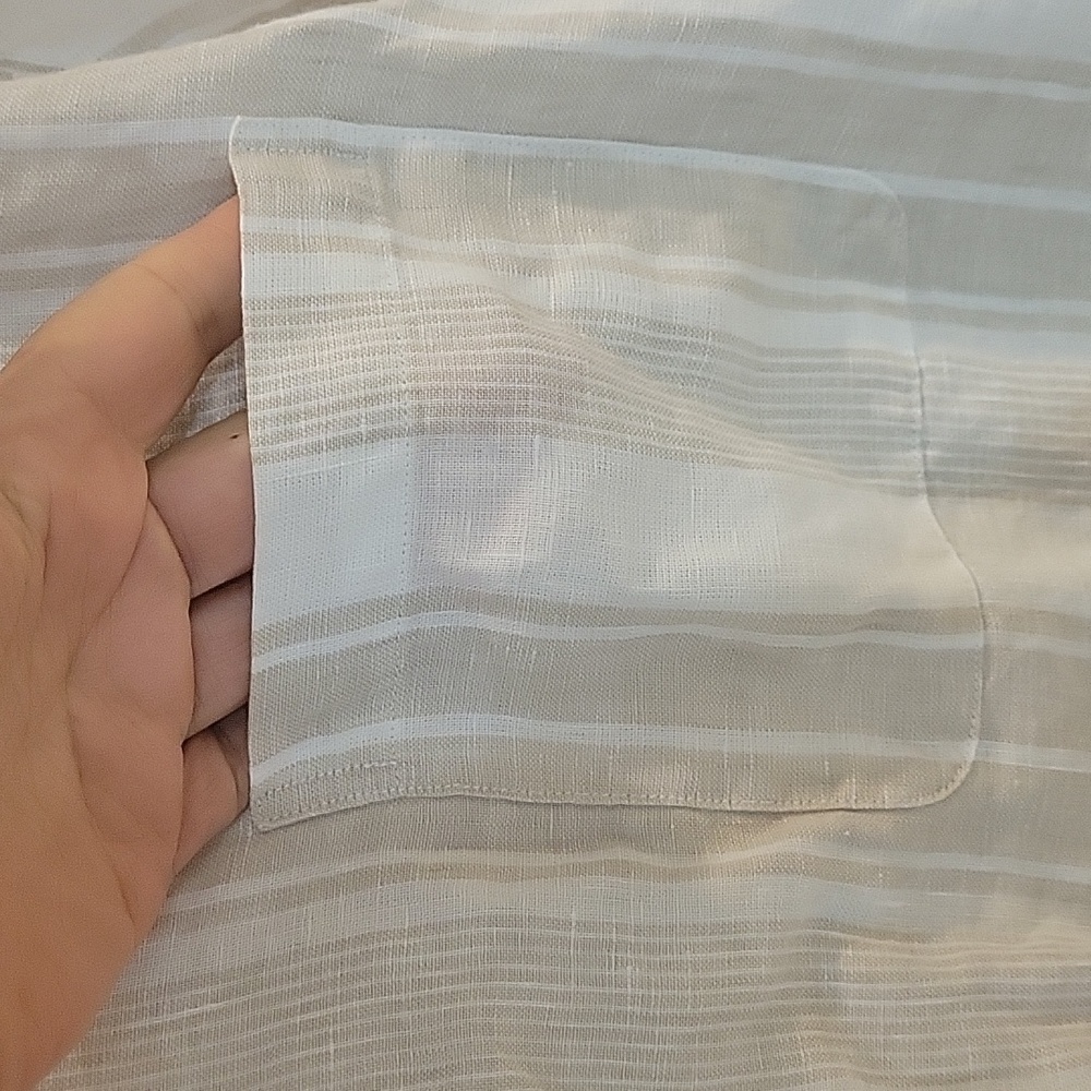 BROOKS BROTHERS Irish linenshort sleeve camp collar  STRIPED sport SHIRT - Picture 4 of 12